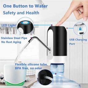 img 1 attached to 🚰 USB Charging Electric Water Bottle Pump, Automatic Drinking Water Dispenser, Extended 30 Days Battery Life, Portable Universal 2-5 Gallon Bottle Switch, for Home, Office, Travel, Camping