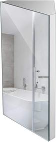 img 4 attached to 🪞 Polished Stainless Steel 24 Inch Wall Mount Corner Medicine Cabinet with Mirror - Left Open Mirror Door, Bathroom Wall Cabinet with Three Shelves