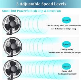 img 1 attached to 🌬️ YIHUNION Oscillating Clip On USB Desk Fan: 2-in-1 Personal Cooling Fan with 3 Speeds for Office, Dorm, Libraries, and Bedroom