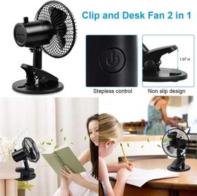 img 3 attached to 🌬️ YIHUNION Oscillating Clip On USB Desk Fan: 2-in-1 Personal Cooling Fan with 3 Speeds for Office, Dorm, Libraries, and Bedroom