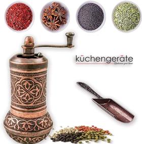 img 2 attached to Kuchengerate Pepper & Salt Grinder - Turkish Coffee Mill with Antique Spoon - Zinc Alloy Casting - Adjustable Coarseness (Copper)