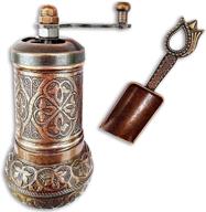 kuchengerate pepper & salt grinder - turkish coffee mill with antique spoon - zinc alloy casting - adjustable coarseness (copper) логотип