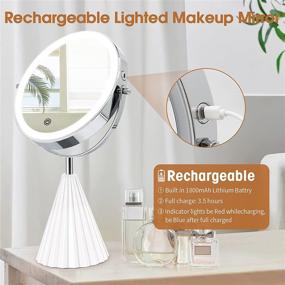 img 2 attached to 💡 Rechargeable 8 inch Lighted Makeup Vanity Mirror, 10X Magnifying Mirror with Lights, Double Sided Light Up Mirror with 3 Color Lighting, Touch Control 360°Rotation Tabletop Cosmetic Mirror