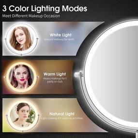 img 1 attached to 💡 Rechargeable 8 inch Lighted Makeup Vanity Mirror, 10X Magnifying Mirror with Lights, Double Sided Light Up Mirror with 3 Color Lighting, Touch Control 360°Rotation Tabletop Cosmetic Mirror