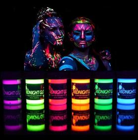 img 4 attached to 🎨 Midnight Glo UV Neon Face & Body Paint Glow Kit - Set of 6 Bottles (0.75 oz. Each) - Blacklight Reactive Fluorescent Paint - Safe, Washable, Non-Toxic