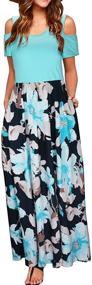 img 4 attached to 🌸 Stylish Floral Sundress: Women's Summer Cold Shoulder Maxi Dress with Pocket - Ideal for Casual Comfort