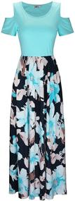 img 3 attached to 🌸 Stylish Floral Sundress: Women's Summer Cold Shoulder Maxi Dress with Pocket - Ideal for Casual Comfort