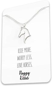 img 2 attached to Charming Happy Kisses Horse Necklace: Ideal Gift for Horseback Riders, Women & Girls – Adorable Outline Pendant with Sweet Message Card