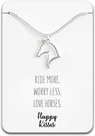 charming happy kisses horse necklace: ideal gift for horseback riders, women & girls – adorable outline pendant with sweet message card logo