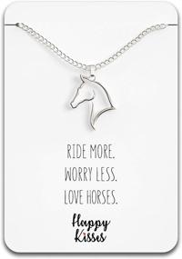 img 4 attached to Charming Happy Kisses Horse Necklace: Ideal Gift for Horseback Riders, Women & Girls – Adorable Outline Pendant with Sweet Message Card