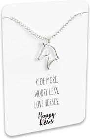 img 1 attached to Charming Happy Kisses Horse Necklace: Ideal Gift for Horseback Riders, Women & Girls – Adorable Outline Pendant with Sweet Message Card