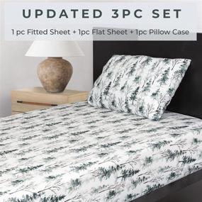 img 2 attached to Pobi Baby - Premium Twin Fitted Sheet, Flat Sheet with Pillowcase - Ultra-Soft Cotton Blend, Stylish Woodland Pattern, Deep Pockets - Twins Sheets - 3 PC (Woodlands)