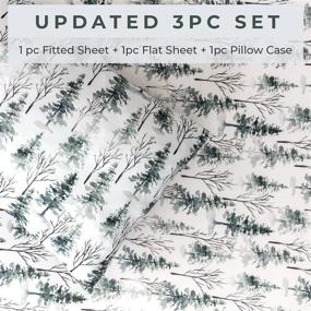 img 3 attached to Pobi Baby - Premium Twin Fitted Sheet, Flat Sheet with Pillowcase - Ultra-Soft Cotton Blend, Stylish Woodland Pattern, Deep Pockets - Twins Sheets - 3 PC (Woodlands)