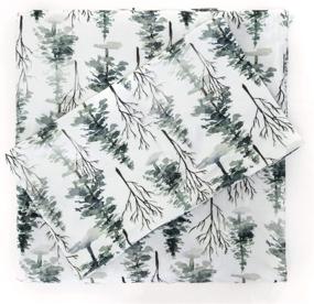 img 4 attached to Pobi Baby - Premium Twin Fitted Sheet, Flat Sheet with Pillowcase - Ultra-Soft Cotton Blend, Stylish Woodland Pattern, Deep Pockets - Twins Sheets - 3 PC (Woodlands)