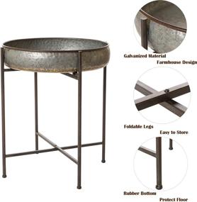 img 2 attached to 🌟 Versatile and Stylish Glitzhome Farmhouse Metal Folding End Table: Waterproof, Removable Tray, Perfect for Living Room, Bedroom, Balcony, and Office Decoration