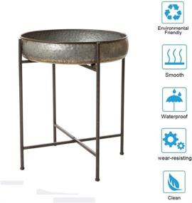 img 1 attached to 🌟 Versatile and Stylish Glitzhome Farmhouse Metal Folding End Table: Waterproof, Removable Tray, Perfect for Living Room, Bedroom, Balcony, and Office Decoration