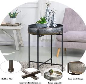 img 3 attached to 🌟 Versatile and Stylish Glitzhome Farmhouse Metal Folding End Table: Waterproof, Removable Tray, Perfect for Living Room, Bedroom, Balcony, and Office Decoration