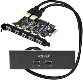 img 4 attached to 💻 MZHOU 7 Ports PCI-E to USB 3.0 Expansion Card 5Gbps, 19-Pin SATA Power Connector, Front Panel Bay, Power Supply Cables - Compatible with Windows 7/8/10/XP/Vista