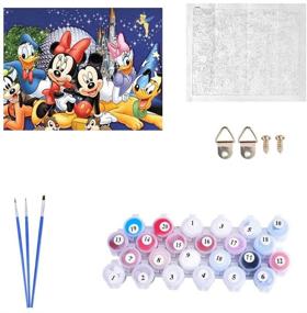 img 1 attached to 🎨 Kimily DIY Disney Мики Маус По номерам: Веселый комплект для акриловой живописи для взрослых и детей - украшение домашней стены с Микки, Дональдом Даком и Плуто.