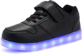 img 4 attached to 👟 Upgrade your Kids' Style with Wooowyet LED Sneakers for Boys and Girls - Hook&amp;Loop, Low Light Up, USB Rechargeable Shoes