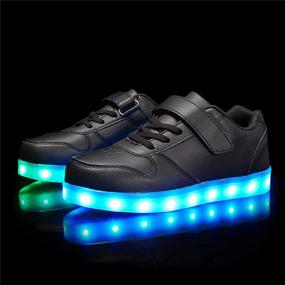 img 2 attached to 👟 Upgrade your Kids' Style with Wooowyet LED Sneakers for Boys and Girls - Hook&amp;Loop, Low Light Up, USB Rechargeable Shoes