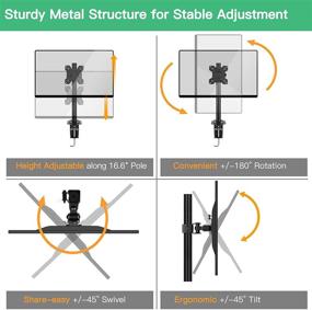 img 2 attached to 🖥️ Versatile Single Monitor Stand: Height Adjustable Mount for 13-32 inch Screens, Swivel, Tilt, and Rotate - Supports up to 17.6lbs