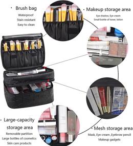 img 1 attached to 💄 Large MKPCW Makeup Bag - Double-Layer Cosmetic Case with Brush Bag and Divider