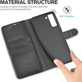 img 1 attached to 📱 TUCCH Wallet Case for Galaxy S21 5G - Shockproof Interior, Folio Kickstand, RFID Blocking, Card Slot - Magnetic PU Leather Folio Cover for Galaxy S21 5G 6.2-Inch, Black