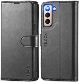 img 4 attached to 📱 TUCCH Wallet Case for Galaxy S21 5G - Shockproof Interior, Folio Kickstand, RFID Blocking, Card Slot - Magnetic PU Leather Folio Cover for Galaxy S21 5G 6.2-Inch, Black