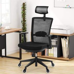 img 1 attached to ✨ Tribesigns Ergonomic Office Chair: High Back with Lumbar Support, Breathable Mesh, Thick Seat Cushion, 2D Adjustable Headrest, Swivel Task Chair for Home Office