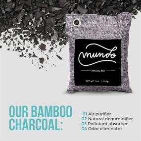 img 1 attached to 🌿 Мешок для очистки воздуха Mundo Bamboo Charcoal, 16 штук комплект: естественный поглотитель запахов для дома и автомобиля - мощные активированные мешки с древесным углем для освежения воздуха - безопасные для детей и домашних животных