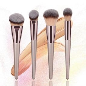 img 4 attached to BBL 4pcs Luxury Champagne Gold Makeup Brush Set: Premium Synthetic Brushes for Flawless Face Application