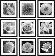 eletecpro 12x12 picture frames black set of 9 - wooden square photo frames display 🖼️ 8x8 with/without mat - poster frame for wall hanging home decoration - gallery wall frame set логотип