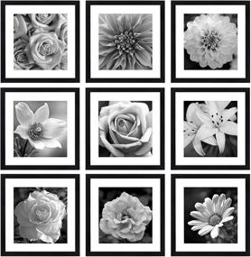 img 4 attached to eletecpro 12x12 Picture Frames Black Set of 9 - Wooden Square Photo Frames Display 🖼️ 8x8 With/Without Mat - Poster Frame for Wall Hanging Home Decoration - Gallery Wall Frame Set