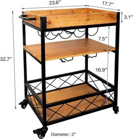 img 1 attached to 🍷 H&A Home Bar Cart: 3-Tier Shelves Rolling Serving Cart for Home, Mini Wine Bar, Kitchen Microwave Cart - Natural Brown, 24x18