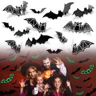 🦇 halloween decorations bat: 84pcs 3d wall decal party supplies for fireplace, window, bathroom, outdoor - scary sticker decor in black and luminous logo