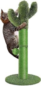 img 4 attached to 🌵 IKUSO Cat Scratching Post: Interactive Cactus Cat Scratcher with Dangling Ball, Natural Sisal Ropes, High Stability, and Robustness - Perfect for Indoor Cats, Cats, and Kittens