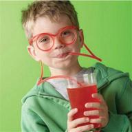 reusable funny glasses with 8-piece silly straw eyewear for kids - crazy straws, party supplies for kids logo