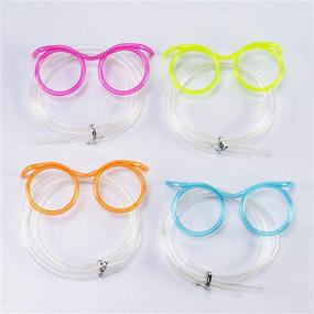 img 2 attached to Reusable Funny Glasses with 8-Piece Silly Straw Eyewear for Kids - Crazy Straws, Party Supplies for Kids