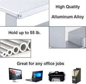 img 4 attached to Enhance Productivity with Premium Aluminum Alloy Monitor Riser & USB Hub - Sleek Computer Stand for Home Office, Laptop, Printer and Keyboard Storage