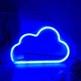 img 2 attached to 🌟 FOOING Cloud Neon Light: Aesthetic LED Wall Decor for Home, Kids Room, Bar, Christmas, Party Lights – Blue Night Light