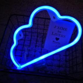 img 3 attached to 🌟 FOOING Cloud Neon Light: Aesthetic LED Wall Decor for Home, Kids Room, Bar, Christmas, Party Lights – Blue Night Light