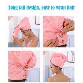 img 3 attached to 🌸 Quick-Drying Hair Towel with Button | Women's Hair Wrap Towel |Super Absorbent Microfiber Hair Turban to Dry Hair Fast (Pink)