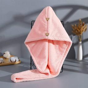 img 1 attached to 🌸 Quick-Drying Hair Towel with Button | Women's Hair Wrap Towel |Super Absorbent Microfiber Hair Turban to Dry Hair Fast (Pink)