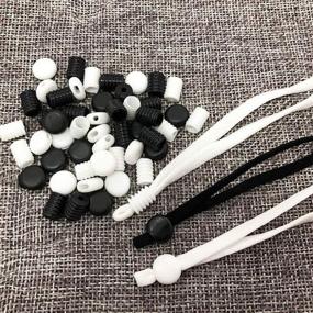 img 1 attached to 🧵 Pack of 100 High Elasticity Elastic Cords - 5mm Elastic Ropes String, Adjustable Buckles Band Ear Cord for Sewing DIY Craft Clothing in White & Black