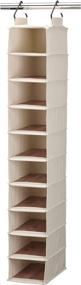 img 3 attached to Natural Cotton Canvas Hanging Closet Shoe Organizer - 10-Shelf Design (Household Essentials 3328-1)