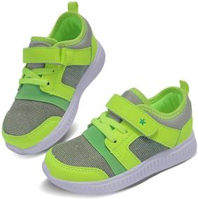 img 4 attached to FESSYREESE Toddler Girls and Boys Sneakers - Lightweight Breathable Running Shoes 👟 for Little and Big Kids - Athletic Sport Strap Slip On Glitter Walking Shoes