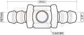 img 1 attached to 🔌 GlowShift 1/2 Inch Fuel Line T-Fitting Adapter - Stainless Steel - Fits Hose with 12.7mm Inner Diameter - Includes Clamps & 1/8-27 NPT Sensor Port