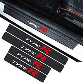 img 3 attached to 🚘 Enhanced Honda Civic Type-R Car Door Threshold Decals - Durable Auto Door Sill Scuff Guard Protector with Carbon Fiber Vinyl Stickers - Premium Accessories Set (4PCS)