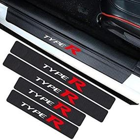 img 1 attached to 🚘 Enhanced Honda Civic Type-R Car Door Threshold Decals - Durable Auto Door Sill Scuff Guard Protector with Carbon Fiber Vinyl Stickers - Premium Accessories Set (4PCS)